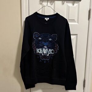 Kenzo Black Crewneck Sweater with Tiger Design